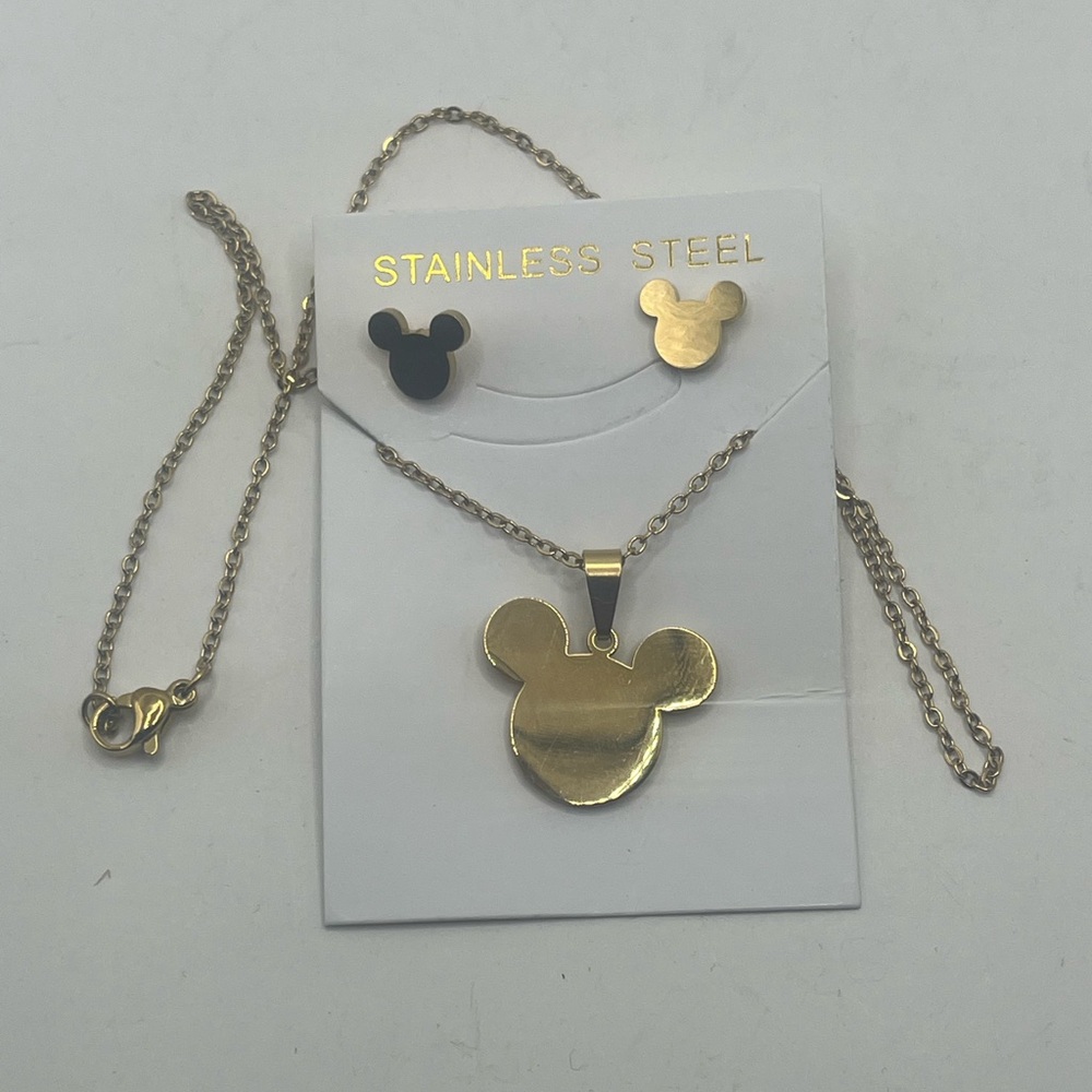 Stainless steel Mickey Mouse Necklace and Earrings Set - Picture 4 of 4